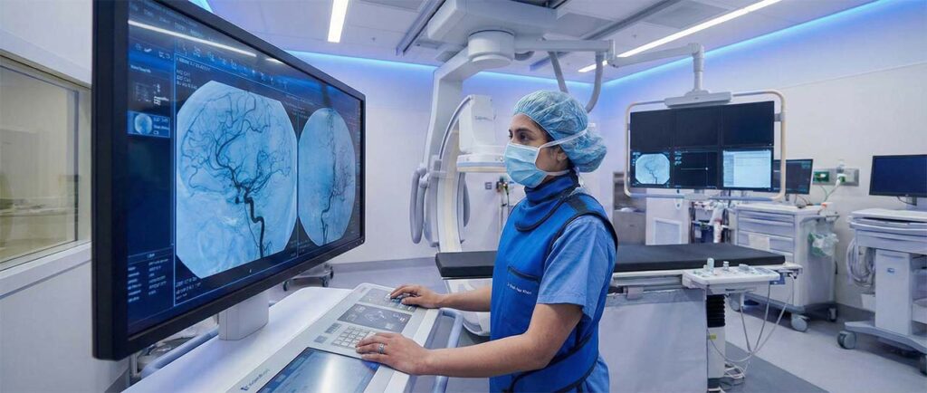 Advanced angiography suite used for endovascular neurosurgery and cerebrovascular care